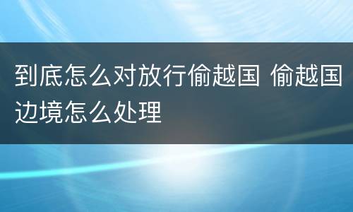 到底怎么对放行偷越国 偷越国边境怎么处理