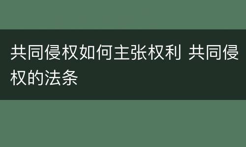 共同侵权如何主张权利 共同侵权的法条