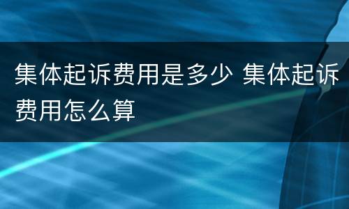 集体起诉费用是多少 集体起诉费用怎么算