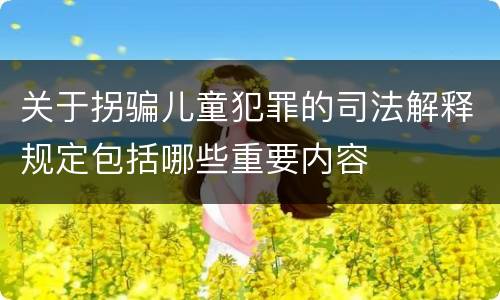 关于拐骗儿童犯罪的司法解释规定包括哪些重要内容