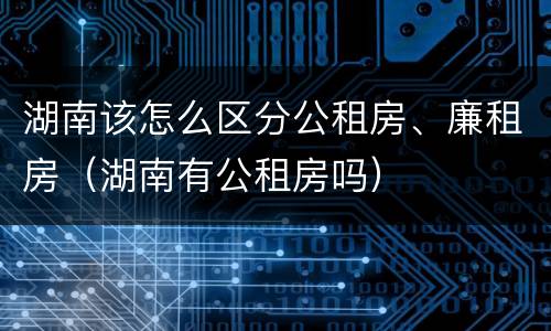 湖南该怎么区分公租房、廉租房（湖南有公租房吗）