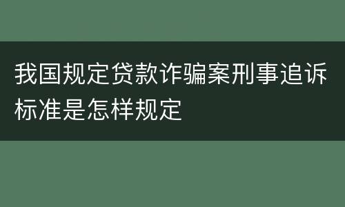 我国规定贷款诈骗案刑事追诉标准是怎样规定