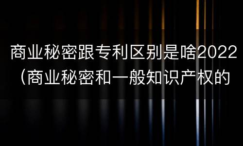 商业秘密跟专利区别是啥2022（商业秘密和一般知识产权的区别）