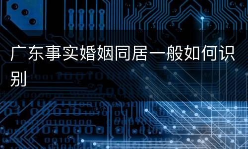 广东事实婚姻同居一般如何识别