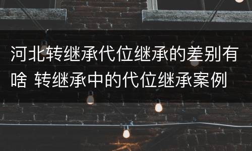 河北转继承代位继承的差别有啥 转继承中的代位继承案例