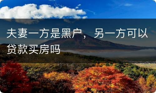 夫妻一方是黑户，另一方可以贷款买房吗