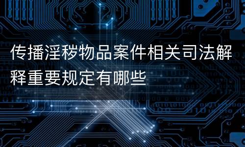 传播淫秽物品案件相关司法解释重要规定有哪些