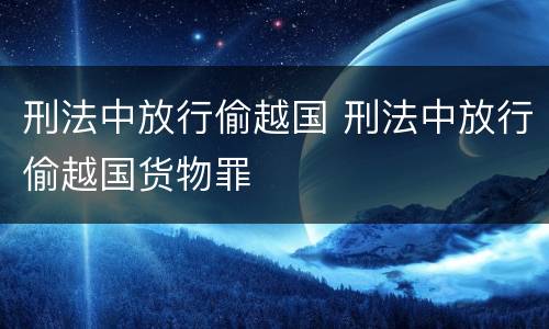 刑法中放行偷越国 刑法中放行偷越国货物罪
