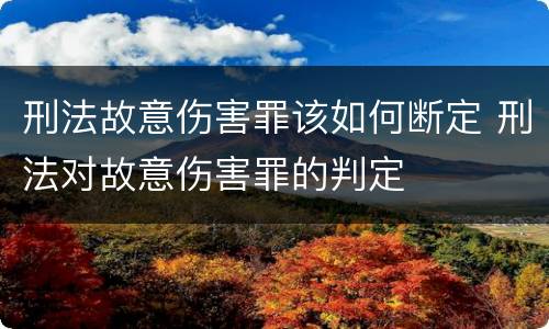 刑法故意伤害罪该如何断定 刑法对故意伤害罪的判定