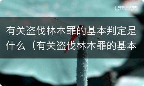 有关盗伐林木罪的基本判定是什么（有关盗伐林木罪的基本判定是什么标准）