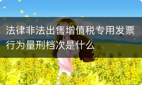法律非法出售增值税专用发票行为量刑档次是什么