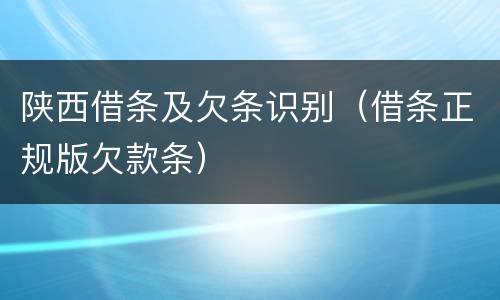 陕西借条及欠条识别（借条正规版欠款条）