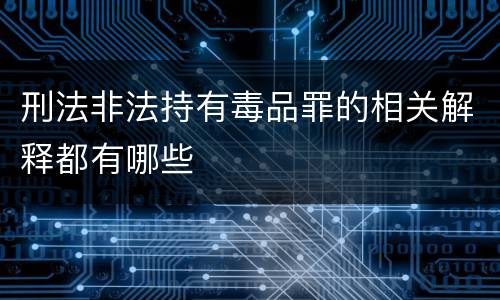 刑法非法持有毒品罪的相关解释都有哪些