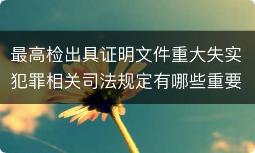 最高检出具证明文件重大失实犯罪相关司法规定有哪些重要内容