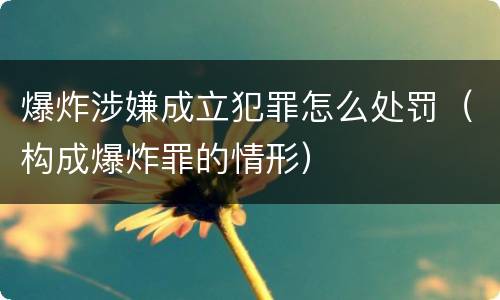 爆炸涉嫌成立犯罪怎么处罚（构成爆炸罪的情形）