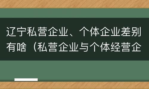 辽宁私营企业、个体企业差别有啥（私营企业与个体经营企业的区别）