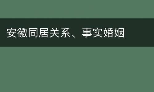 安徽同居关系、事实婚姻