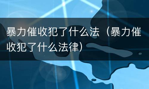 暴力催收犯了什么法（暴力催收犯了什么法律）