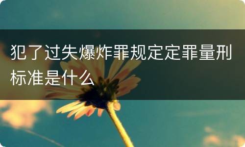 犯了过失爆炸罪规定定罪量刑标准是什么