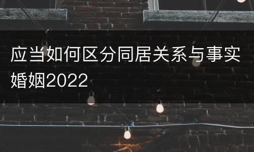 应当如何区分同居关系与事实婚姻2022