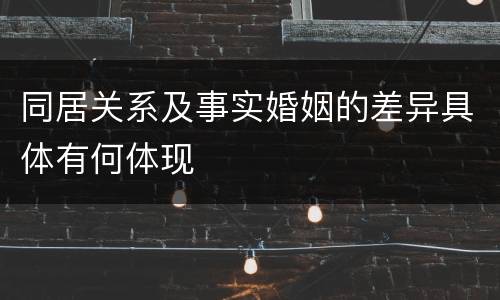 同居关系及事实婚姻的差异具体有何体现