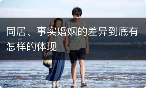 同居、事实婚姻的差异到底有怎样的体现