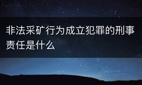 非法采矿行为成立犯罪的刑事责任是什么