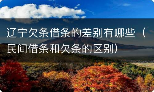 辽宁欠条借条的差别有哪些（民间借条和欠条的区别）