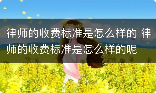 律师的收费标准是怎么样的 律师的收费标准是怎么样的呢