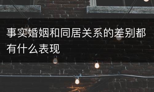 事实婚姻和同居关系的差别都有什么表现