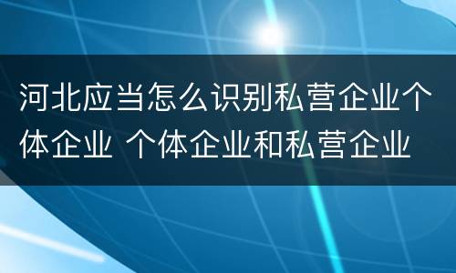 河北应当怎么识别私营企业个体企业 个体企业和私营企业