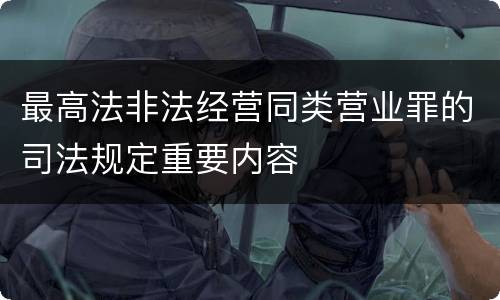最高法非法经营同类营业罪的司法规定重要内容