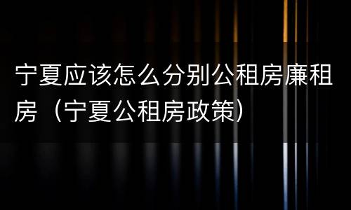 宁夏应该怎么分别公租房廉租房（宁夏公租房政策）