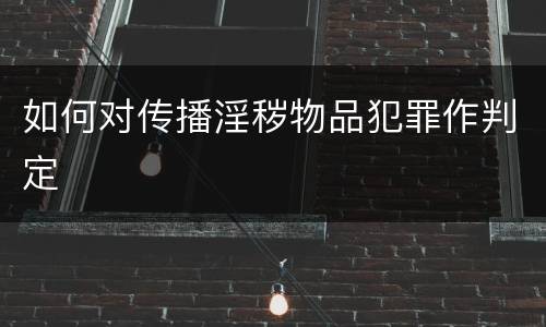 如何对传播淫秽物品犯罪作判定