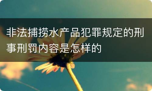 非法捕捞水产品犯罪规定的刑事刑罚内容是怎样的