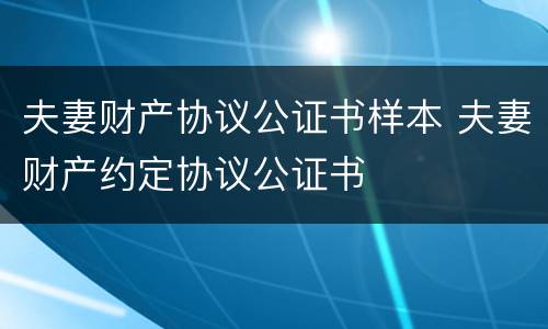 夫妻财产协议公证书样本 夫妻财产约定协议公证书