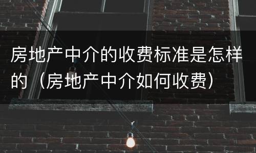 房地产中介的收费标准是怎样的（房地产中介如何收费）