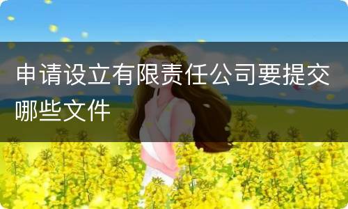 申请设立有限责任公司要提交哪些文件