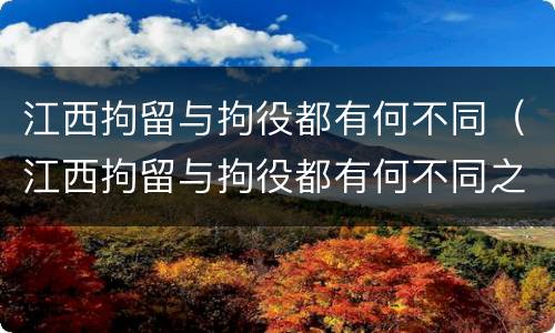 江西拘留与拘役都有何不同（江西拘留与拘役都有何不同之处）