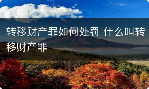 转移财产罪如何处罚 什么叫转移财产罪