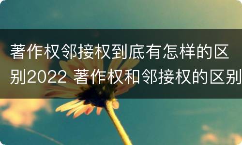 著作权邻接权到底有怎样的区别2022 著作权和邻接权的区别