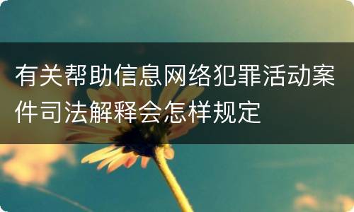 有关帮助信息网络犯罪活动案件司法解释会怎样规定