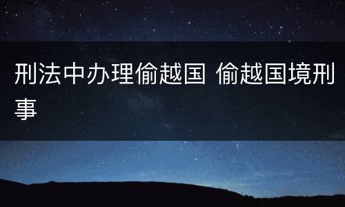 刑法中办理偷越国 偷越国境刑事