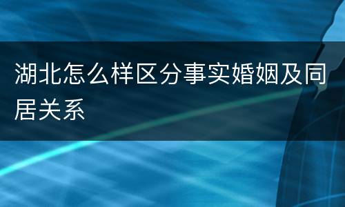 湖北怎么样区分事实婚姻及同居关系