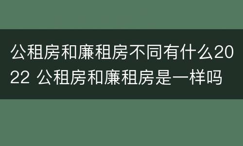 公租房和廉租房不同有什么2022 公租房和廉租房是一样吗