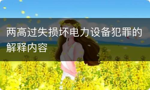 两高过失损坏电力设备犯罪的解释内容