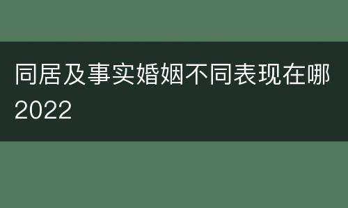 同居及事实婚姻不同表现在哪2022