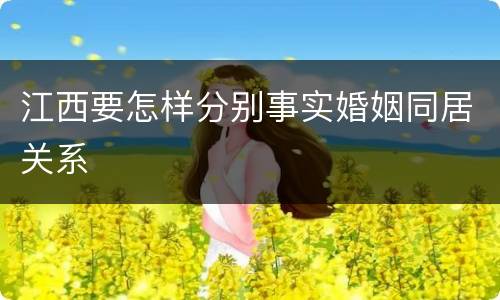 江西要怎样分别事实婚姻同居关系
