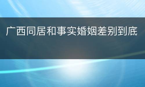 广西同居和事实婚姻差别到底