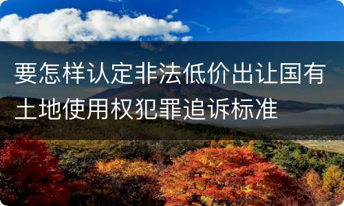 要怎样认定非法低价出让国有土地使用权犯罪追诉标准
